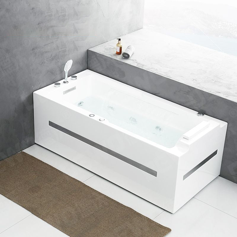 Soaking Rectangular Bathtub Modern Bathroom with Faucet Bath Tub Tub with Deck Faucets Clearhalo 'Bathroom Remodel & Bathroom Fixtures' 'Bathtubs' 'Home Improvement' 'home_improvement' 'home_improvement_bathtubs' 'Showers & Bathtubs' 6237403