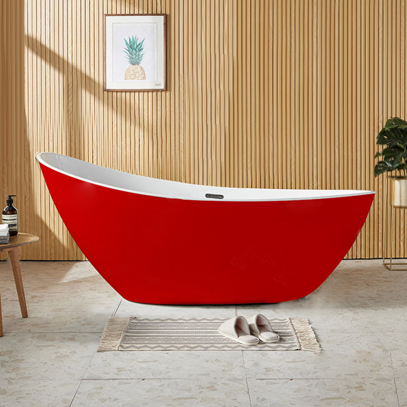 Modern Single Slipper Bathtub Acrylic with Center-Front Drain Tub Red Tub Clearhalo 'Bathroom Remodel & Bathroom Fixtures' 'Bathtubs' 'Home Improvement' 'home_improvement' 'home_improvement_bathtubs' 'Showers & Bathtubs' 6237417