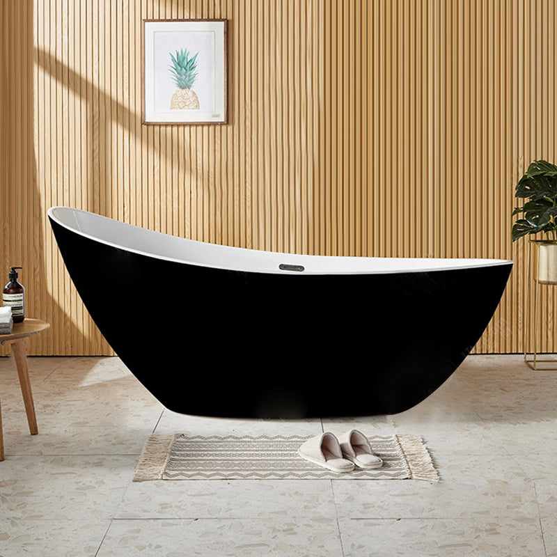 Modern Single Slipper Bathtub Acrylic with Center-Front Drain Tub Black Tub Clearhalo 'Bathroom Remodel & Bathroom Fixtures' 'Bathtubs' 'Home Improvement' 'home_improvement' 'home_improvement_bathtubs' 'Showers & Bathtubs' 6237418