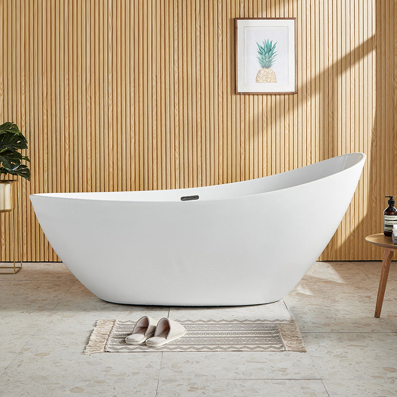 Modern Single Slipper Bathtub Acrylic with Center-Front Drain Tub White Tub Clearhalo 'Bathroom Remodel & Bathroom Fixtures' 'Bathtubs' 'Home Improvement' 'home_improvement' 'home_improvement_bathtubs' 'Showers & Bathtubs' 6237420
