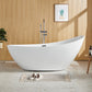 Modern Single Slipper Bathtub Acrylic with Center-Front Drain Tub White Tub with Freestanding Tub Fillers Clearhalo 'Bathroom Remodel & Bathroom Fixtures' 'Bathtubs' 'Home Improvement' 'home_improvement' 'home_improvement_bathtubs' 'Showers & Bathtubs' 6237421