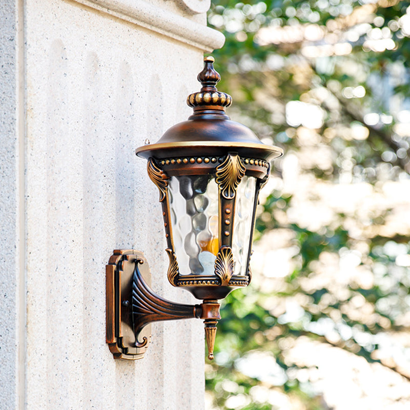 7.5"/10" W 1-Light Urn Wall Sconce Lighting Farmhouse Rust Water Glass Wall Mounted Lamp Fixture Rust Clearhalo 'Wall Lamps & Sconces' 'Wall Lights' Lighting' 623856