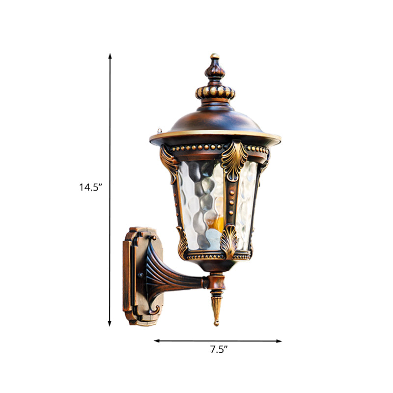 7.5"/10" W 1-Light Urn Wall Sconce Lighting Farmhouse Rust Water Glass Wall Mounted Lamp Fixture Clearhalo 'Wall Lamps & Sconces' 'Wall Lights' Lighting' 623860