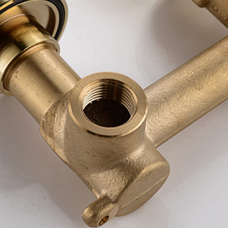 Light Luxury Wall Mounted Bathroom Faucet Double Handles Vessel Faucet Clearhalo 'Bathroom Remodel & Bathroom Fixtures' 'Bathroom Sink Faucets' 'Bathroom Sinks & Faucet Components' 'bathroom_sink_faucets' 'Home Improvement' 'home_improvement' 'home_improvement_bathroom_sink_faucets' 6238895