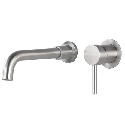 Wall Mounted Faucet 2 Holes Bathroom Faucet with Single Lever Handle Chrome Clearhalo 'Bathroom Remodel & Bathroom Fixtures' 'Bathroom Sink Faucets' 'Bathroom Sinks & Faucet Components' 'bathroom_sink_faucets' 'Home Improvement' 'home_improvement' 'home_improvement_bathroom_sink_faucets' 6238904