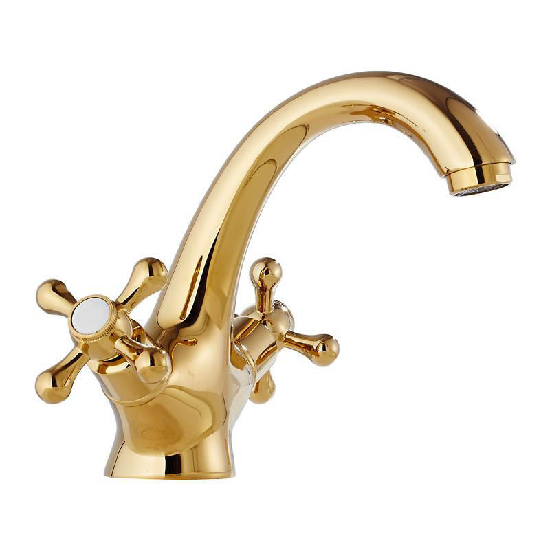 Centerset Lavatory Faucet One Hole Bathroom Faucet with 2 Cross Handles Clearhalo 'Bathroom Remodel & Bathroom Fixtures' 'Bathroom Sink Faucets' 'Bathroom Sinks & Faucet Components' 'bathroom_sink_faucets' 'Home Improvement' 'home_improvement' 'home_improvement_bathroom_sink_faucets' 6238920