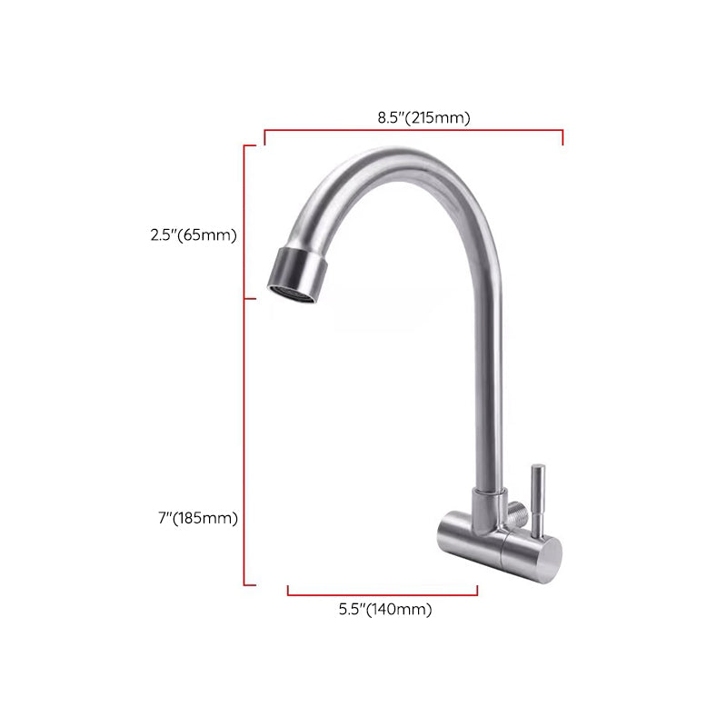 Modern Faucets 1-Handle and 1-Hole Single Level Stainless Steel Bar Faucet Clearhalo 'Home Improvement' 'home_improvement' 'home_improvement_kitchen_faucets' 'Kitchen Faucets' 'Kitchen Remodel & Kitchen Fixtures' 'Kitchen Sinks & Faucet Components' 'kitchen_faucets' 6239018