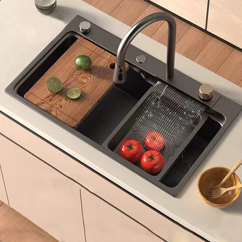 Modern Kitchen Sink Stainless Steel with Accessories Faucet Cutting-Board Prep Station Clearhalo 'Home Improvement' 'home_improvement' 'home_improvement_kitchen_sinks' 'Kitchen Remodel & Kitchen Fixtures' 'Kitchen Sinks & Faucet Components' 'Kitchen Sinks' 'kitchen_sinks' 6239094