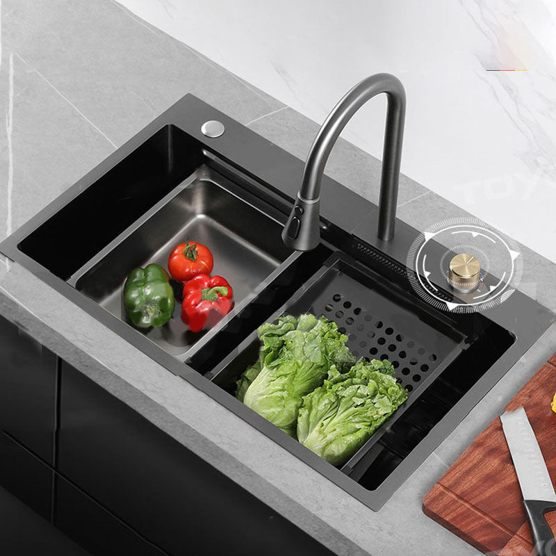Modern Kitchen Sink Stainless Steel with Accessories Faucet Cutting-Board Prep Station Clearhalo 'Home Improvement' 'home_improvement' 'home_improvement_kitchen_sinks' 'Kitchen Remodel & Kitchen Fixtures' 'Kitchen Sinks & Faucet Components' 'Kitchen Sinks' 'kitchen_sinks' 6239095