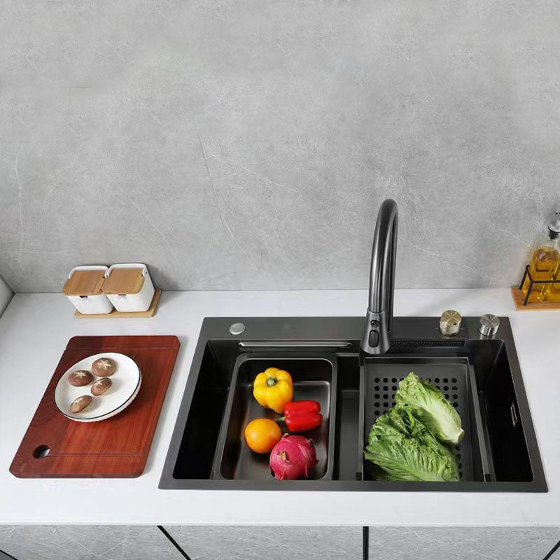 Modern Kitchen Sink Stainless Steel with Accessories Faucet Cutting-Board Prep Station Clearhalo 'Home Improvement' 'home_improvement' 'home_improvement_kitchen_sinks' 'Kitchen Remodel & Kitchen Fixtures' 'Kitchen Sinks & Faucet Components' 'Kitchen Sinks' 'kitchen_sinks' 6239096