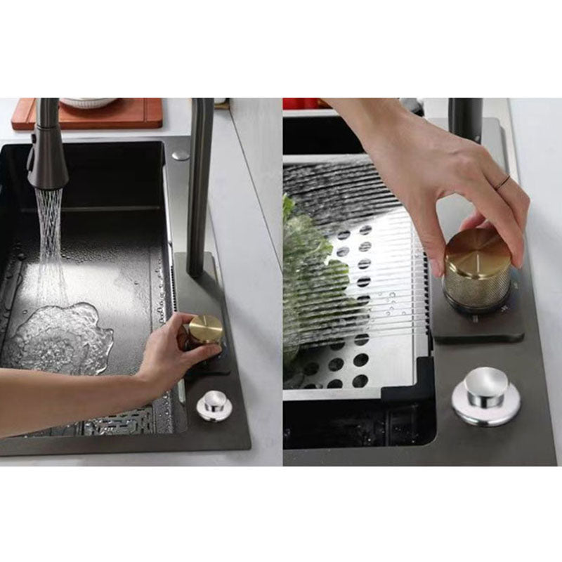 Modern Kitchen Sink Stainless Steel with Accessories Faucet Cutting-Board Prep Station Clearhalo 'Home Improvement' 'home_improvement' 'home_improvement_kitchen_sinks' 'Kitchen Remodel & Kitchen Fixtures' 'Kitchen Sinks & Faucet Components' 'Kitchen Sinks' 'kitchen_sinks' 6239104