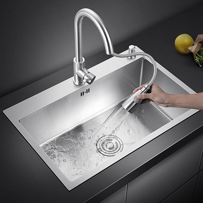 Classic Kitchen Sink Stainless Steel Friction Resistant Kitchen Sink with Drain Assembly Clearhalo 'Home Improvement' 'home_improvement' 'home_improvement_kitchen_sinks' 'Kitchen Remodel & Kitchen Fixtures' 'Kitchen Sinks & Faucet Components' 'Kitchen Sinks' 'kitchen_sinks' 6239139