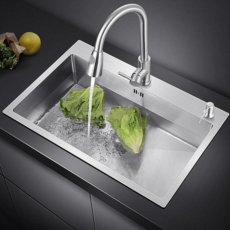 Classic Kitchen Sink Stainless Steel Friction Resistant Kitchen Sink with Drain Assembly Clearhalo 'Home Improvement' 'home_improvement' 'home_improvement_kitchen_sinks' 'Kitchen Remodel & Kitchen Fixtures' 'Kitchen Sinks & Faucet Components' 'Kitchen Sinks' 'kitchen_sinks' 6239140