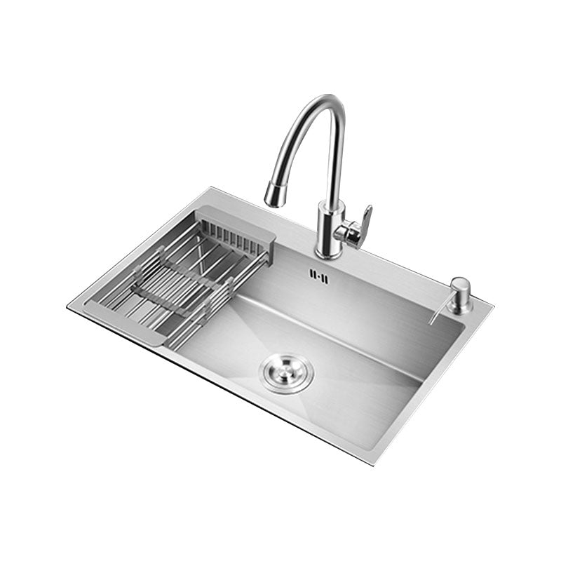 Classic Kitchen Sink Stainless Steel Friction Resistant Kitchen Sink with Drain Assembly Clearhalo 'Home Improvement' 'home_improvement' 'home_improvement_kitchen_sinks' 'Kitchen Remodel & Kitchen Fixtures' 'Kitchen Sinks & Faucet Components' 'Kitchen Sinks' 'kitchen_sinks' 6239169
