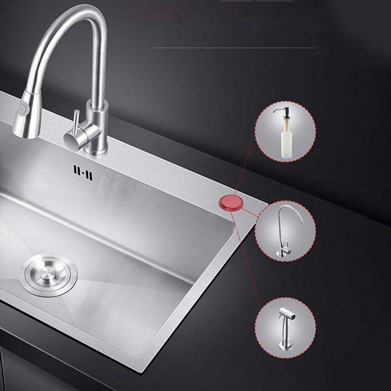 Classic Kitchen Sink Stainless Steel Friction Resistant Kitchen Sink with Drain Assembly Clearhalo 'Home Improvement' 'home_improvement' 'home_improvement_kitchen_sinks' 'Kitchen Remodel & Kitchen Fixtures' 'Kitchen Sinks & Faucet Components' 'Kitchen Sinks' 'kitchen_sinks' 6239171