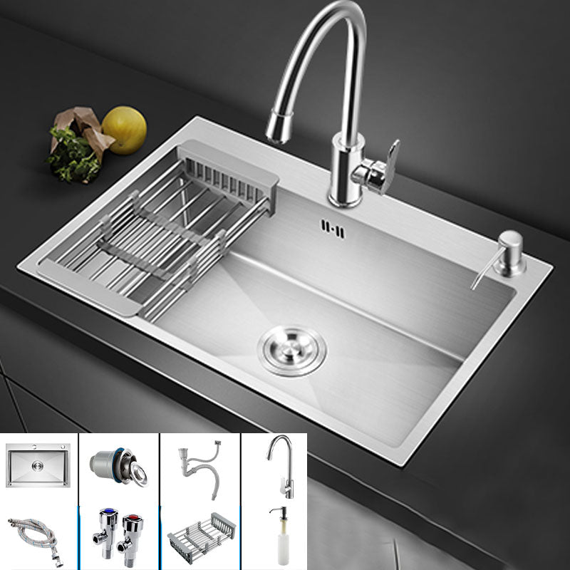 Classic Kitchen Sink Stainless Steel Friction Resistant Kitchen Sink with Drain Assembly Sink with Faucet Round Faucet Clearhalo 'Home Improvement' 'home_improvement' 'home_improvement_kitchen_sinks' 'Kitchen Remodel & Kitchen Fixtures' 'Kitchen Sinks & Faucet Components' 'Kitchen Sinks' 'kitchen_sinks' 6239174