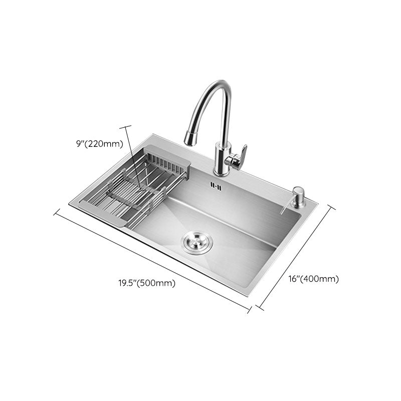 Classic Kitchen Sink Stainless Steel Friction Resistant Kitchen Sink with Drain Assembly Clearhalo 'Home Improvement' 'home_improvement' 'home_improvement_kitchen_sinks' 'Kitchen Remodel & Kitchen Fixtures' 'Kitchen Sinks & Faucet Components' 'Kitchen Sinks' 'kitchen_sinks' 6239177