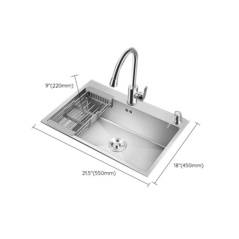 Classic Kitchen Sink Stainless Steel Friction Resistant Kitchen Sink with Drain Assembly Clearhalo 'Home Improvement' 'home_improvement' 'home_improvement_kitchen_sinks' 'Kitchen Remodel & Kitchen Fixtures' 'Kitchen Sinks & Faucet Components' 'Kitchen Sinks' 'kitchen_sinks' 6239181