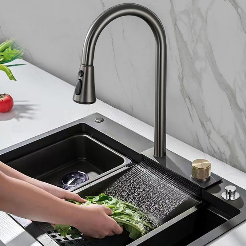 Contemporary Kitchen Sink Stainless Steel Friction Resistant Kitchen Sink with Faucet Clearhalo 'Home Improvement' 'home_improvement' 'home_improvement_kitchen_sinks' 'Kitchen Remodel & Kitchen Fixtures' 'Kitchen Sinks & Faucet Components' 'Kitchen Sinks' 'kitchen_sinks' 6239236