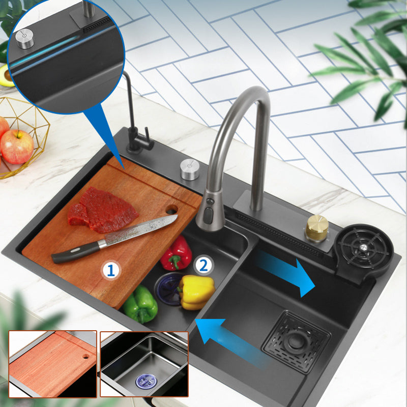 Contemporary Kitchen Sink Stainless Steel Friction Resistant Kitchen Sink with Faucet Clearhalo 'Home Improvement' 'home_improvement' 'home_improvement_kitchen_sinks' 'Kitchen Remodel & Kitchen Fixtures' 'Kitchen Sinks & Faucet Components' 'Kitchen Sinks' 'kitchen_sinks' 6239253