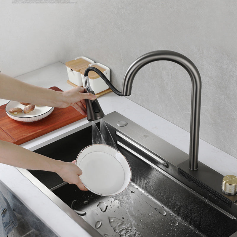 Contemporary Kitchen Sink Stainless Steel Friction Resistant Kitchen Sink with Faucet Clearhalo 'Home Improvement' 'home_improvement' 'home_improvement_kitchen_sinks' 'Kitchen Remodel & Kitchen Fixtures' 'Kitchen Sinks & Faucet Components' 'Kitchen Sinks' 'kitchen_sinks' 6239256
