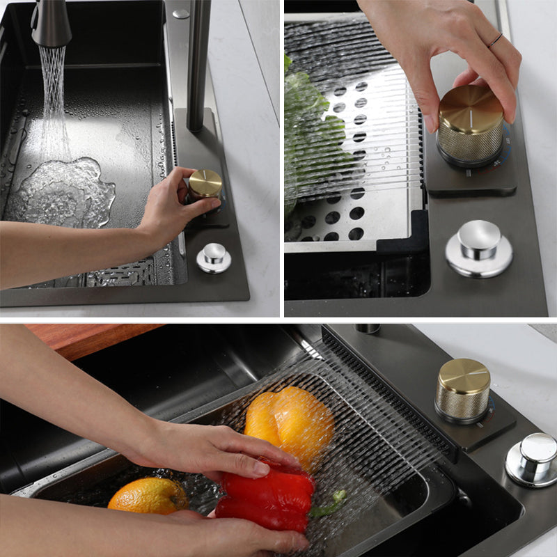 Contemporary Kitchen Sink Stainless Steel Friction Resistant Kitchen Sink with Faucet Clearhalo 'Home Improvement' 'home_improvement' 'home_improvement_kitchen_sinks' 'Kitchen Remodel & Kitchen Fixtures' 'Kitchen Sinks & Faucet Components' 'Kitchen Sinks' 'kitchen_sinks' 6239257
