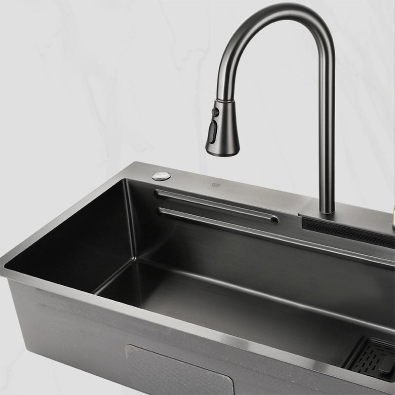 Contemporary Kitchen Sink Stainless Steel Friction Resistant Kitchen Sink with Faucet Clearhalo 'Home Improvement' 'home_improvement' 'home_improvement_kitchen_sinks' 'Kitchen Remodel & Kitchen Fixtures' 'Kitchen Sinks & Faucet Components' 'Kitchen Sinks' 'kitchen_sinks' 6239261