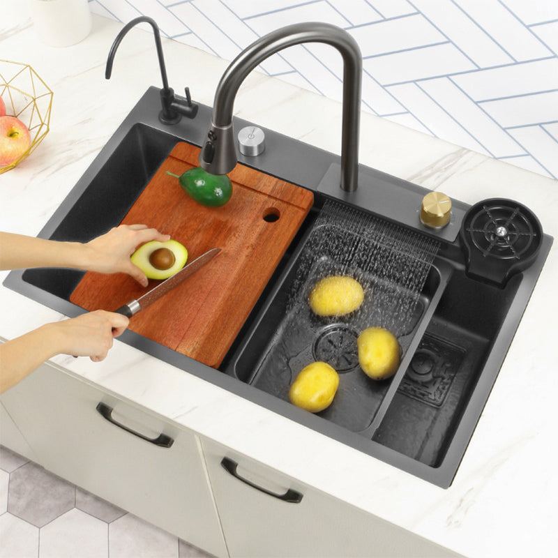 Contemporary Kitchen Sink Stainless Steel Friction Resistant Kitchen Sink with Faucet Clearhalo 'Home Improvement' 'home_improvement' 'home_improvement_kitchen_sinks' 'Kitchen Remodel & Kitchen Fixtures' 'Kitchen Sinks & Faucet Components' 'Kitchen Sinks' 'kitchen_sinks' 6239264