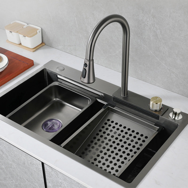 Contemporary Kitchen Sink Stainless Steel Friction Resistant Kitchen Sink with Faucet Clearhalo 'Home Improvement' 'home_improvement' 'home_improvement_kitchen_sinks' 'Kitchen Remodel & Kitchen Fixtures' 'Kitchen Sinks & Faucet Components' 'Kitchen Sinks' 'kitchen_sinks' 6239266