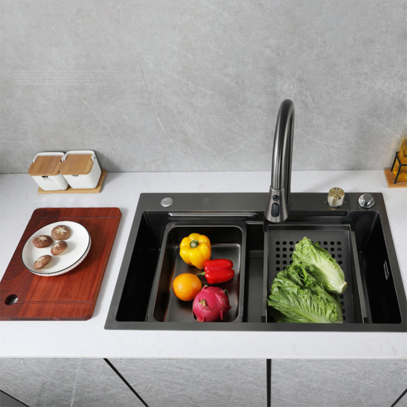 Contemporary Kitchen Sink Stainless Steel Friction Resistant Kitchen Sink with Faucet Clearhalo 'Home Improvement' 'home_improvement' 'home_improvement_kitchen_sinks' 'Kitchen Remodel & Kitchen Fixtures' 'Kitchen Sinks & Faucet Components' 'Kitchen Sinks' 'kitchen_sinks' 6239267