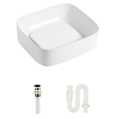 Modern Bathroom Sink Pop-Up Drain Porcelain Solid Color Sink (Faucet Not Included) 16.9"L x 15"W x 5.9"H White Single Basin without Water Storage Clearhalo 'Bathroom Remodel & Bathroom Fixtures' 'Bathroom Sinks & Faucet Components' 'Bathroom Sinks' 'bathroom_sink' 'Home Improvement' 'home_improvement' 'home_improvement_bathroom_sink' 6239292