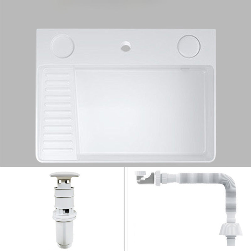 Modern Bathroom Sink Pop-Up Drain Porcelain Solid Color Rectangular Vessel White Washboard Included Sink Clearhalo 'Bathroom Remodel & Bathroom Fixtures' 'Bathroom Sinks & Faucet Components' 'Bathroom Sinks' 'bathroom_sink' 'Home Improvement' 'home_improvement' 'home_improvement_bathroom_sink' 6239320