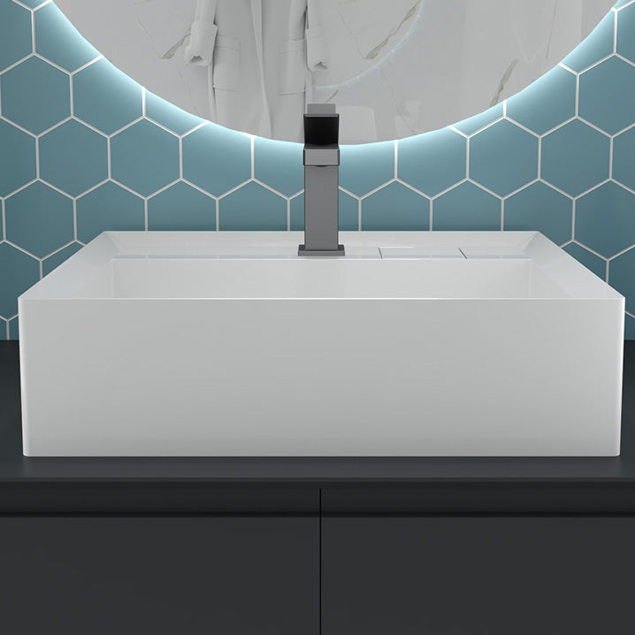 Modern Bathroom Sink Pop-Up Drain Porcelain Solid Color Rectangular Vessel Clearhalo 'Bathroom Remodel & Bathroom Fixtures' 'Bathroom Sinks & Faucet Components' 'Bathroom Sinks' 'bathroom_sink' 'Home Improvement' 'home_improvement' 'home_improvement_bathroom_sink' 6239335