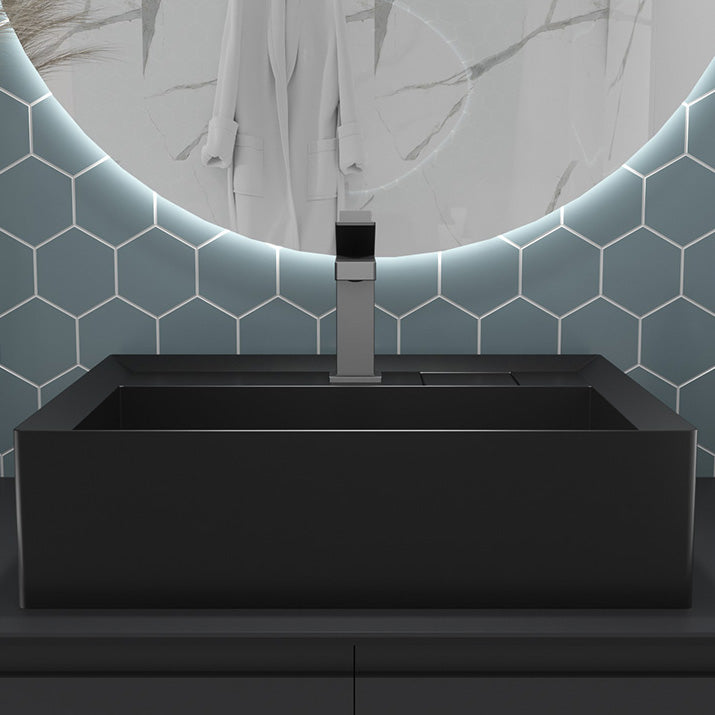 Modern Bathroom Sink Pop-Up Drain Porcelain Solid Color Rectangular Vessel Clearhalo 'Bathroom Remodel & Bathroom Fixtures' 'Bathroom Sinks & Faucet Components' 'Bathroom Sinks' 'bathroom_sink' 'Home Improvement' 'home_improvement' 'home_improvement_bathroom_sink' 6239338