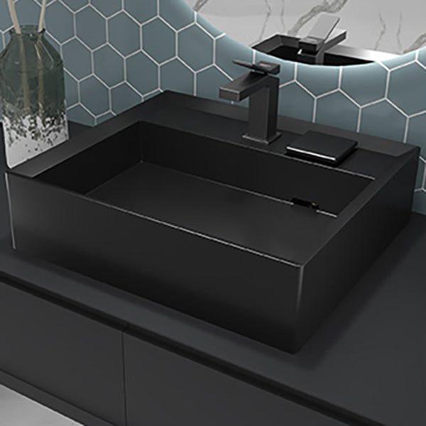 Modern Bathroom Sink Pop-Up Drain Porcelain Solid Color Rectangular Vessel Clearhalo 'Bathroom Remodel & Bathroom Fixtures' 'Bathroom Sinks & Faucet Components' 'Bathroom Sinks' 'bathroom_sink' 'Home Improvement' 'home_improvement' 'home_improvement_bathroom_sink' 6239340