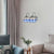 Grid Patterned Wall Light Fixture Baroque Blue/Orange Glass 2 Heads White Sconce Lighting Blue Clearhalo 'Industrial' 'Middle century wall lights' 'Tiffany wall lights' 'Tiffany' 'Wall Lamps & Sconces' 'Wall Lights' Lighting' 62411