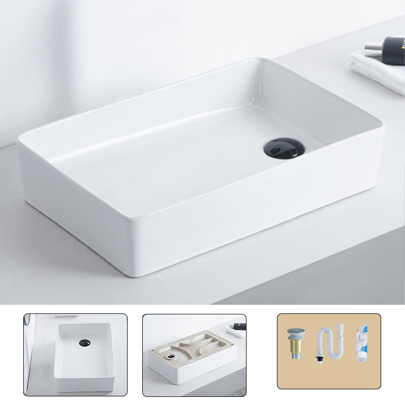 Contemporary Bathroom Sink Porcelain Pop-Up Drain Rectangular Vessel 20.1"L x 13"W x 4.3"H Clearhalo 'Bathroom Remodel & Bathroom Fixtures' 'Bathroom Sinks & Faucet Components' 'Bathroom Sinks' 'bathroom_sink' 'Home Improvement' 'home_improvement' 'home_improvement_bathroom_sink' 6241309