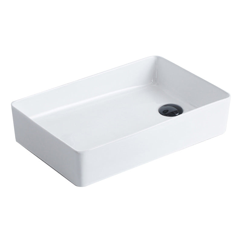 Contemporary Bathroom Sink Porcelain Pop-Up Drain Rectangular Vessel Clearhalo 'Bathroom Remodel & Bathroom Fixtures' 'Bathroom Sinks & Faucet Components' 'Bathroom Sinks' 'bathroom_sink' 'Home Improvement' 'home_improvement' 'home_improvement_bathroom_sink' 6241312