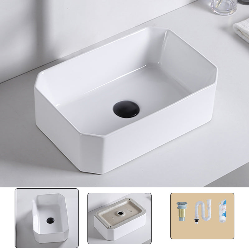 Contemporary Bathroom Sink Porcelain Pop-Up Drain Rectangular Vessel 16.9"L x 11"W x 5.5"H Clearhalo 'Bathroom Remodel & Bathroom Fixtures' 'Bathroom Sinks & Faucet Components' 'Bathroom Sinks' 'bathroom_sink' 'Home Improvement' 'home_improvement' 'home_improvement_bathroom_sink' 6241317
