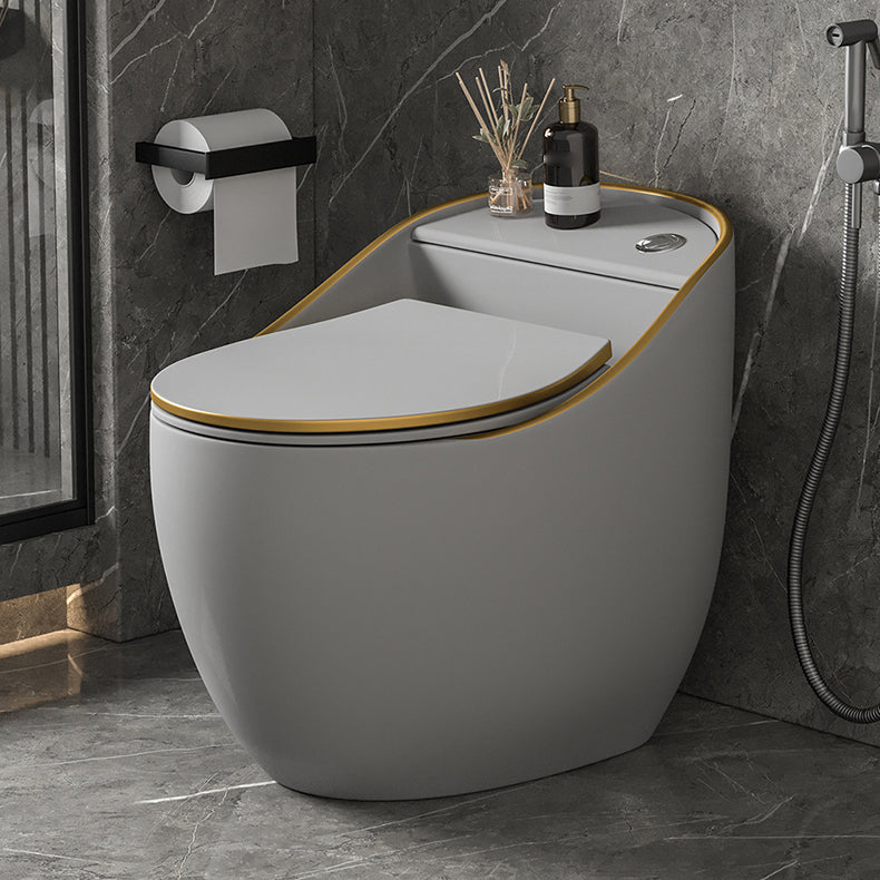 Modern Siphon Jet Toilet Bowl Round Flush Toilet with Seat for Bathroom Grey/ Gold 12" Clearhalo 'Bathroom Remodel & Bathroom Fixtures' 'Home Improvement' 'home_improvement' 'home_improvement_toilets' 'Toilets & Bidets' 'Toilets' 6242242