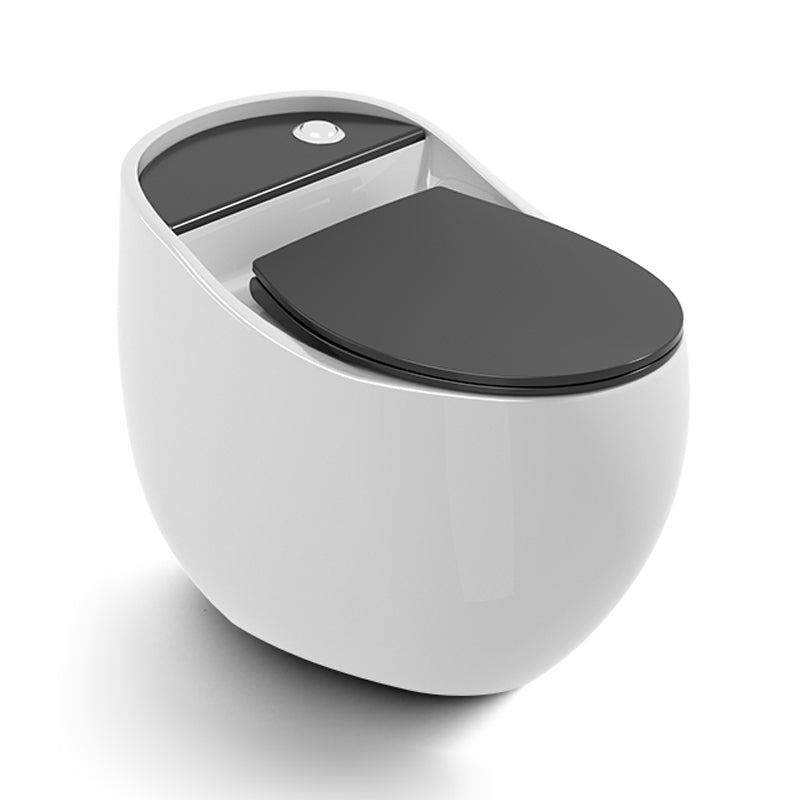 Modern Siphon Jet Toilet Bowl Round Flush Toilet with Seat for Bathroom Black White Clearhalo 'Bathroom Remodel & Bathroom Fixtures' 'Home Improvement' 'home_improvement' 'home_improvement_toilets' 'Toilets & Bidets' 'Toilets' 6242244