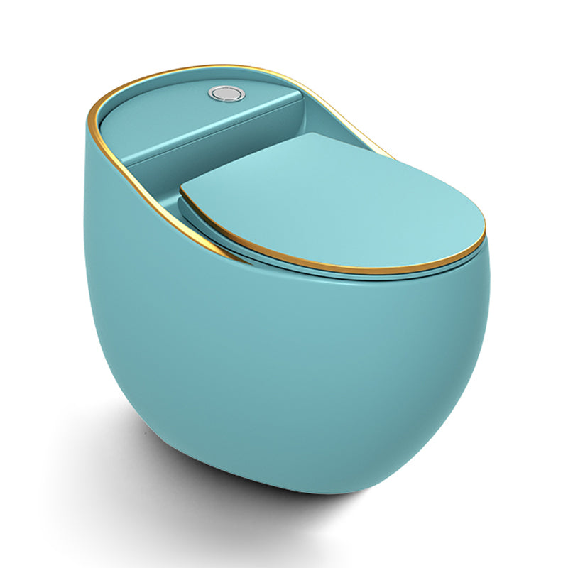 Modern Siphon Jet Toilet Bowl Round Flush Toilet with Seat for Bathroom Blue Gold Clearhalo 'Bathroom Remodel & Bathroom Fixtures' 'Home Improvement' 'home_improvement' 'home_improvement_toilets' 'Toilets & Bidets' 'Toilets' 6242252