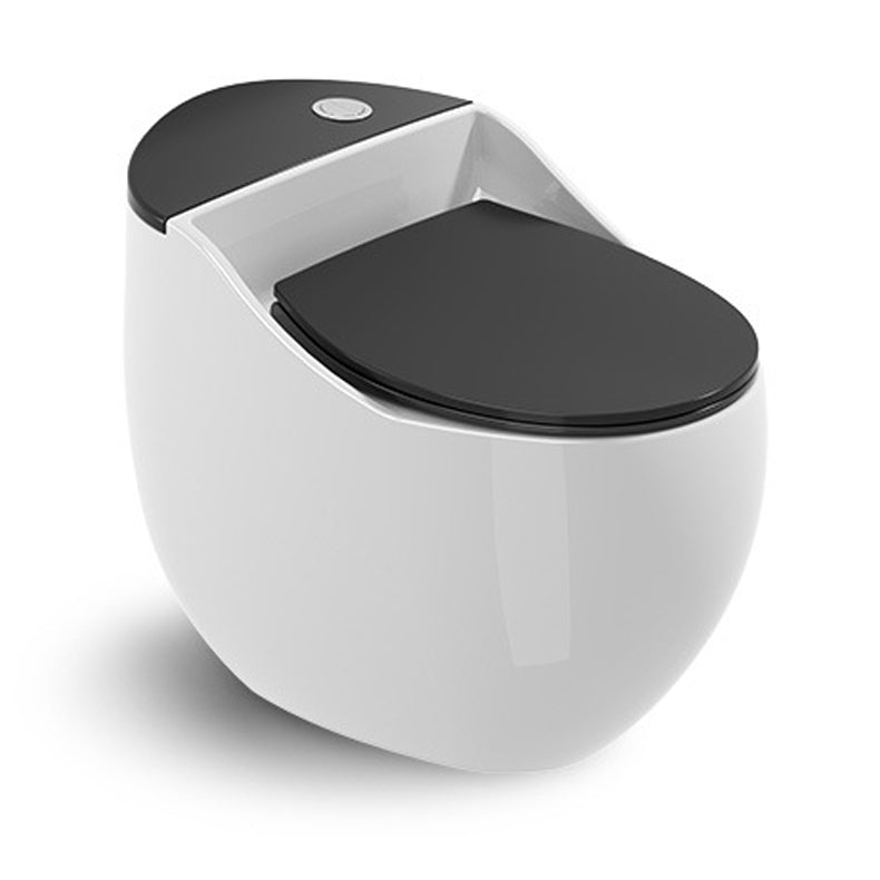 Round-Front Flush Toilet Ceramic Modern One-Piece Toilet with Slow Close Seat Black White Clearhalo 'Bathroom Remodel & Bathroom Fixtures' 'Home Improvement' 'home_improvement' 'home_improvement_toilets' 'Toilets & Bidets' 'Toilets' 6242269
