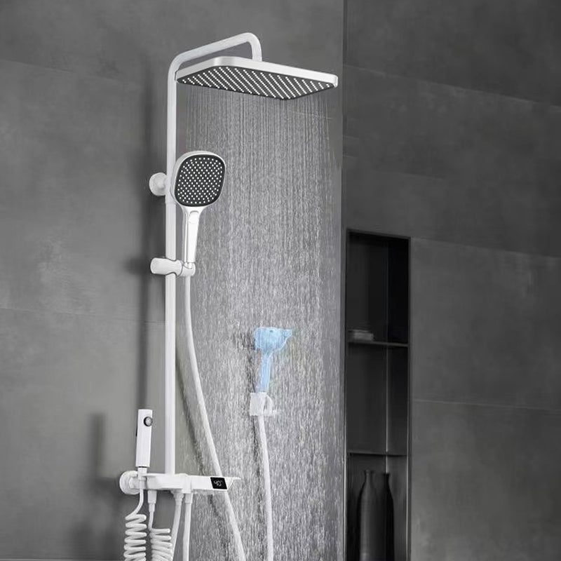 Contemporary Shower System Dual Shower Head Slide Bar Thermostatic Wall Mounted Shower Set White Clearhalo 'Bathroom Remodel & Bathroom Fixtures' 'Home Improvement' 'home_improvement' 'home_improvement_shower_faucets' 'Shower Faucets & Systems' 'shower_faucets' 'Showers & Bathtubs Plumbing' 'Showers & Bathtubs' 6246044