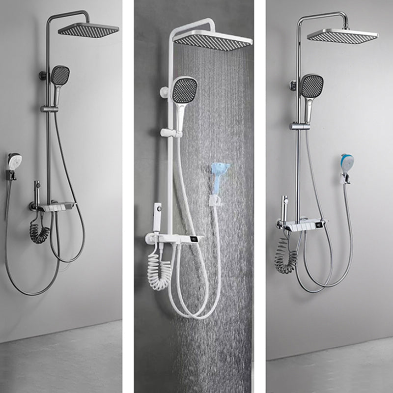 Contemporary Shower System Dual Shower Head Slide Bar Thermostatic Wall Mounted Shower Set Clearhalo 'Bathroom Remodel & Bathroom Fixtures' 'Home Improvement' 'home_improvement' 'home_improvement_shower_faucets' 'Shower Faucets & Systems' 'shower_faucets' 'Showers & Bathtubs Plumbing' 'Showers & Bathtubs' 6246068
