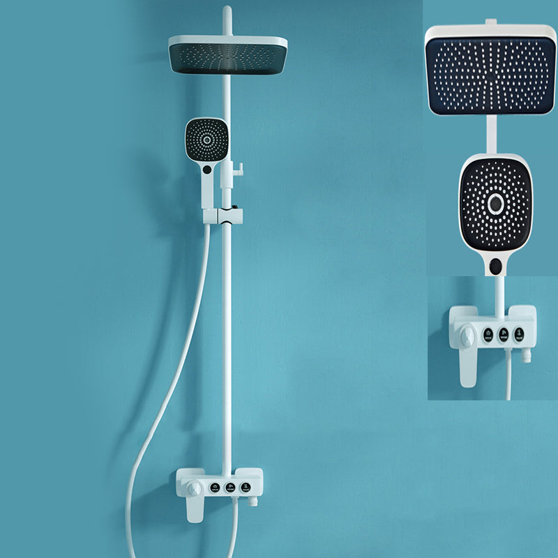 Modern Adjustable Water Flow Shower Faucet Hose Shower System on Wall in White Square Thermostatic Clearhalo 'Bathroom Remodel & Bathroom Fixtures' 'Home Improvement' 'home_improvement' 'home_improvement_shower_faucets' 'Shower Faucets & Systems' 'shower_faucets' 'Showers & Bathtubs Plumbing' 'Showers & Bathtubs' 6246104