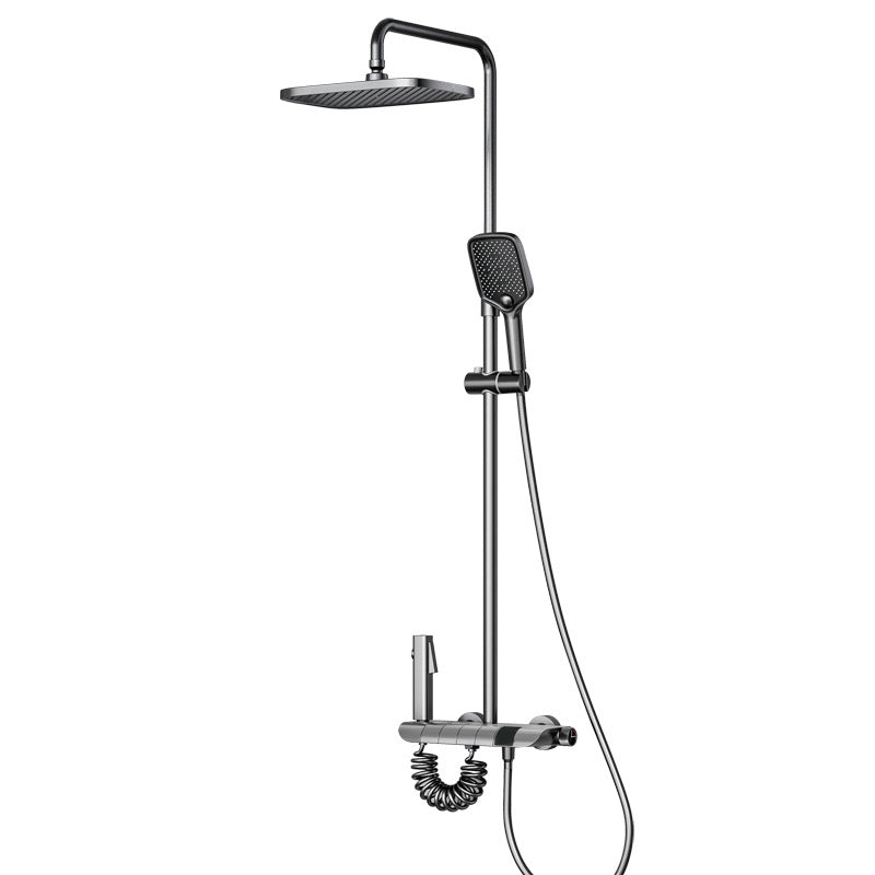 Modern Adjustable Water Flow Shower Faucet Square Shower Hose Shower System on Wall Clearhalo 'Bathroom Remodel & Bathroom Fixtures' 'Home Improvement' 'home_improvement' 'home_improvement_shower_faucets' 'Shower Faucets & Systems' 'shower_faucets' 'Showers & Bathtubs Plumbing' 'Showers & Bathtubs' 6246131