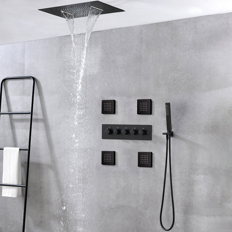 Ceiling Mounted Square Metal Shower Faucet Massage Shower System Clearhalo 'Bathroom Remodel & Bathroom Fixtures' 'Home Improvement' 'home_improvement' 'home_improvement_shower_faucets' 'Shower Faucets & Systems' 'shower_faucets' 'Showers & Bathtubs Plumbing' 'Showers & Bathtubs' 6246154