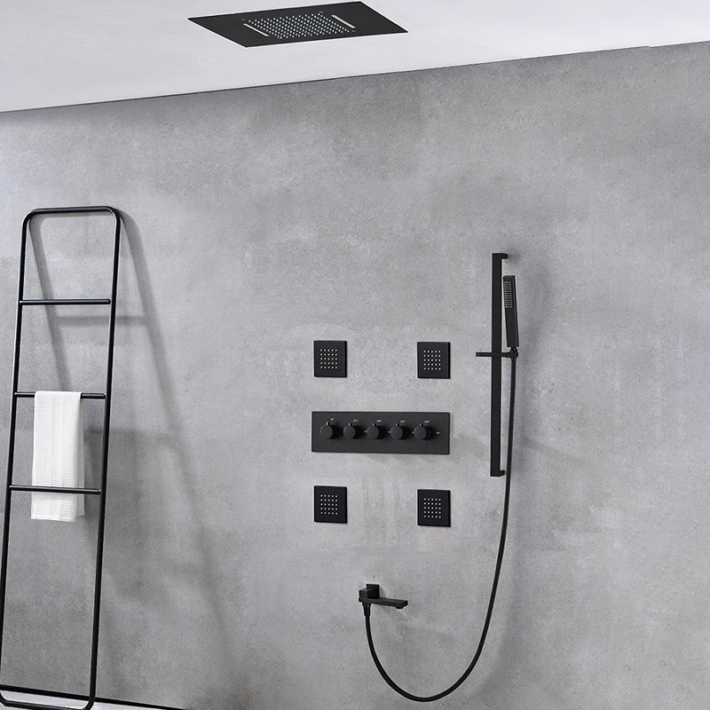 Ceiling Mounted Square Metal Shower Faucet Massage Shower System Clearhalo 'Bathroom Remodel & Bathroom Fixtures' 'Home Improvement' 'home_improvement' 'home_improvement_shower_faucets' 'Shower Faucets & Systems' 'shower_faucets' 'Showers & Bathtubs Plumbing' 'Showers & Bathtubs' 6246156