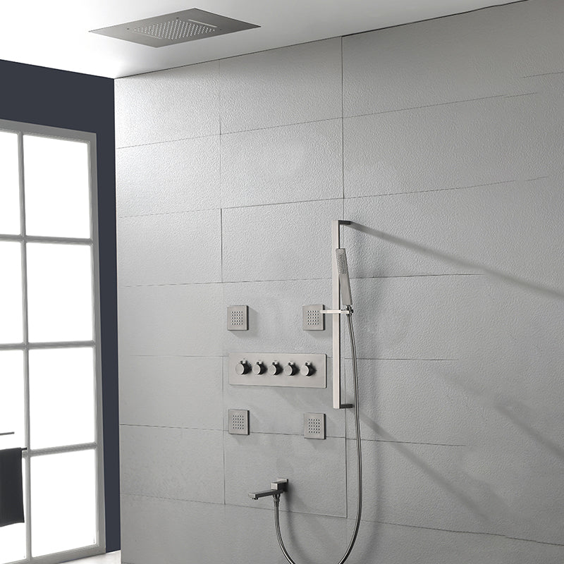 Ceiling Mounted Square Metal Shower Faucet Massage Shower System Clearhalo 'Bathroom Remodel & Bathroom Fixtures' 'Home Improvement' 'home_improvement' 'home_improvement_shower_faucets' 'Shower Faucets & Systems' 'shower_faucets' 'Showers & Bathtubs Plumbing' 'Showers & Bathtubs' 6246177